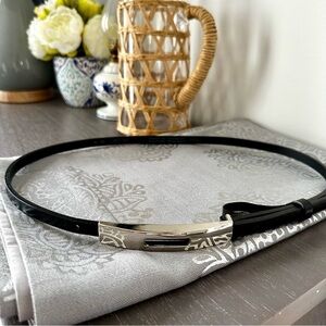 Jacob Black Genuine Leather Belt with Silver-Tone Buckle - Size M